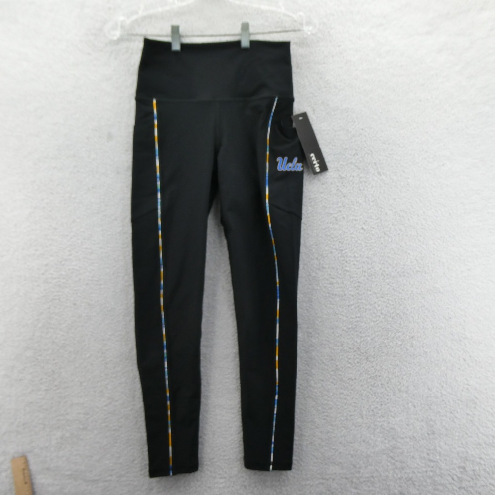 Certo Leggings Women Small UCLA Bruins Black Blue Gold Side Stripe Pockets NEW